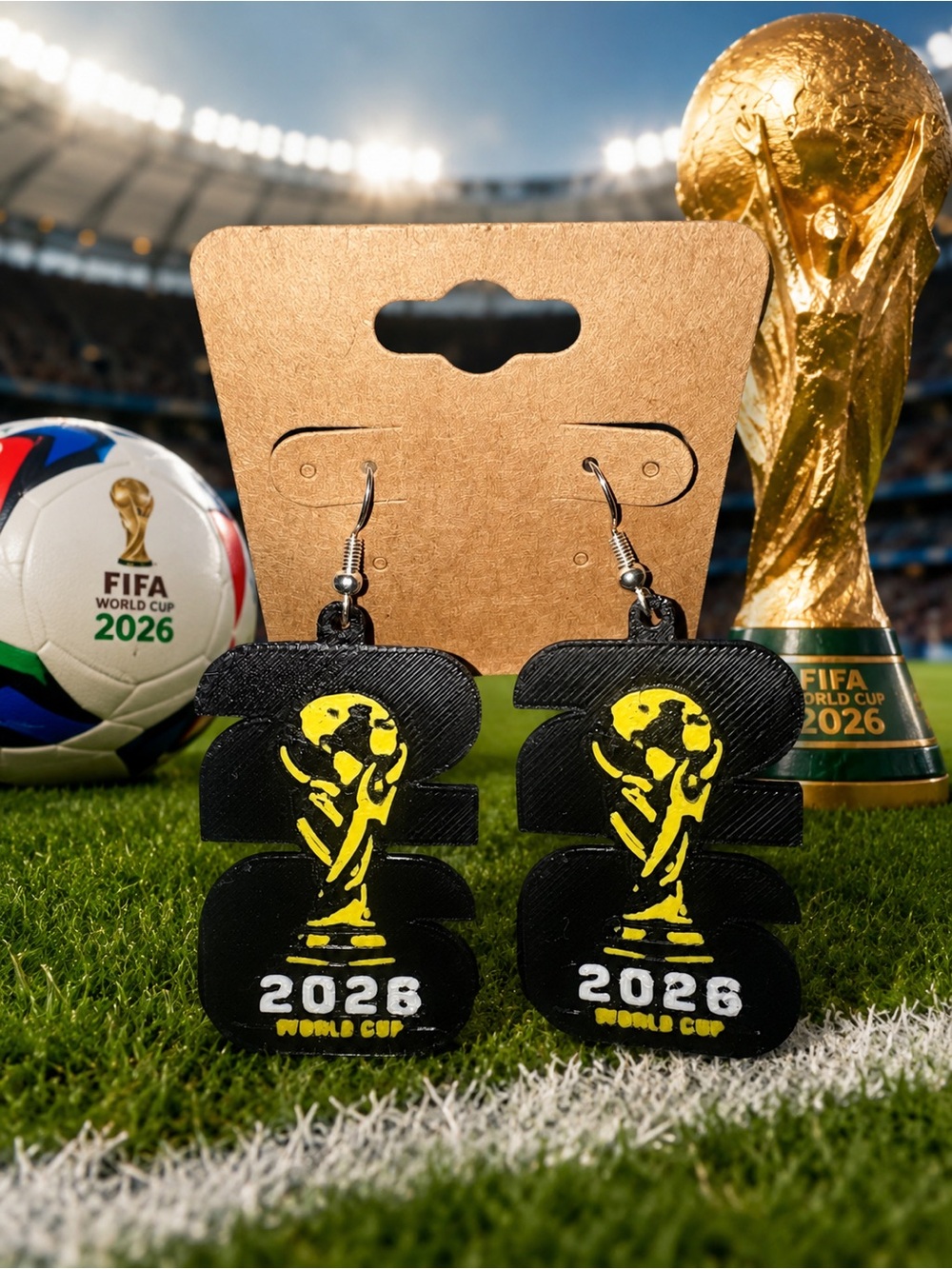 Black & Yellow 2026 World Cup Dangle Earrings